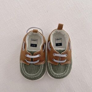 Carter's Brown and Green Baby Walker Shoes sized 6-9 months!